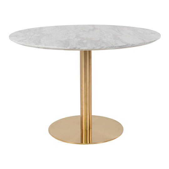 Table à manger Bolzano 4p avec plateau effet marbre et base en laiton